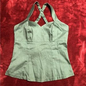 Deadly Dames by Micheline Pitt Green top. Size L